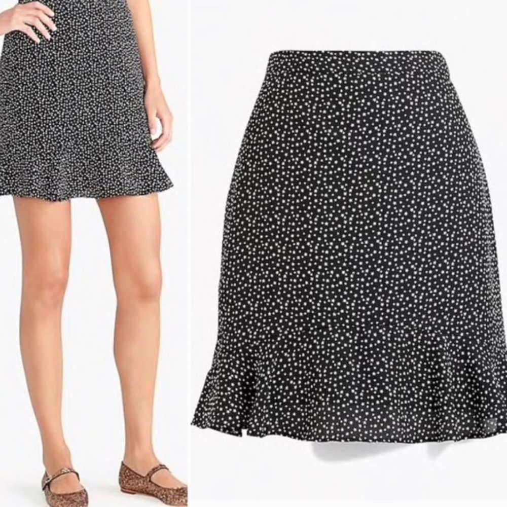 NWT! J.CREW Star Printed Mini Skirt Black/Ivory